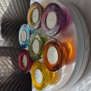 Colorful Glass Tealight Holders Set